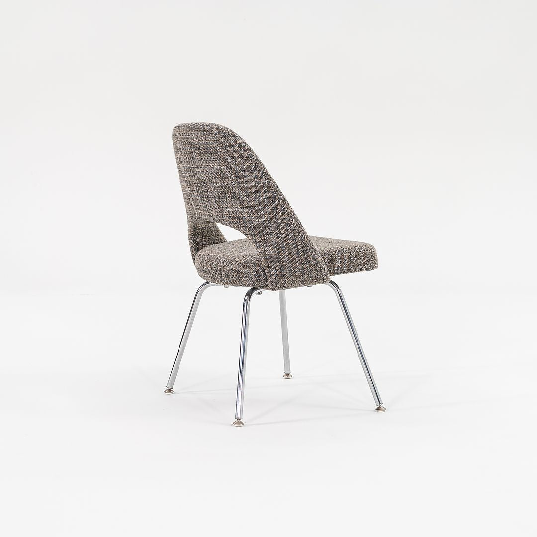 2009 Executive Side / Dining Chair, Model 72C by Eero Saarinen for Knoll in Chromed Steel and Grey Fabric 8x Available