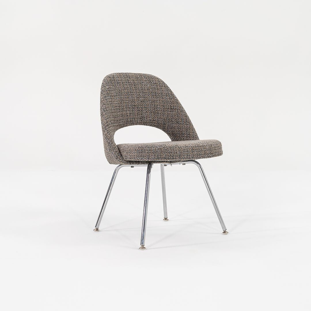2009 Executive Side / Dining Chair, Model 72C by Eero Saarinen for Knoll in Chromed Steel and Grey Fabric 8x Available