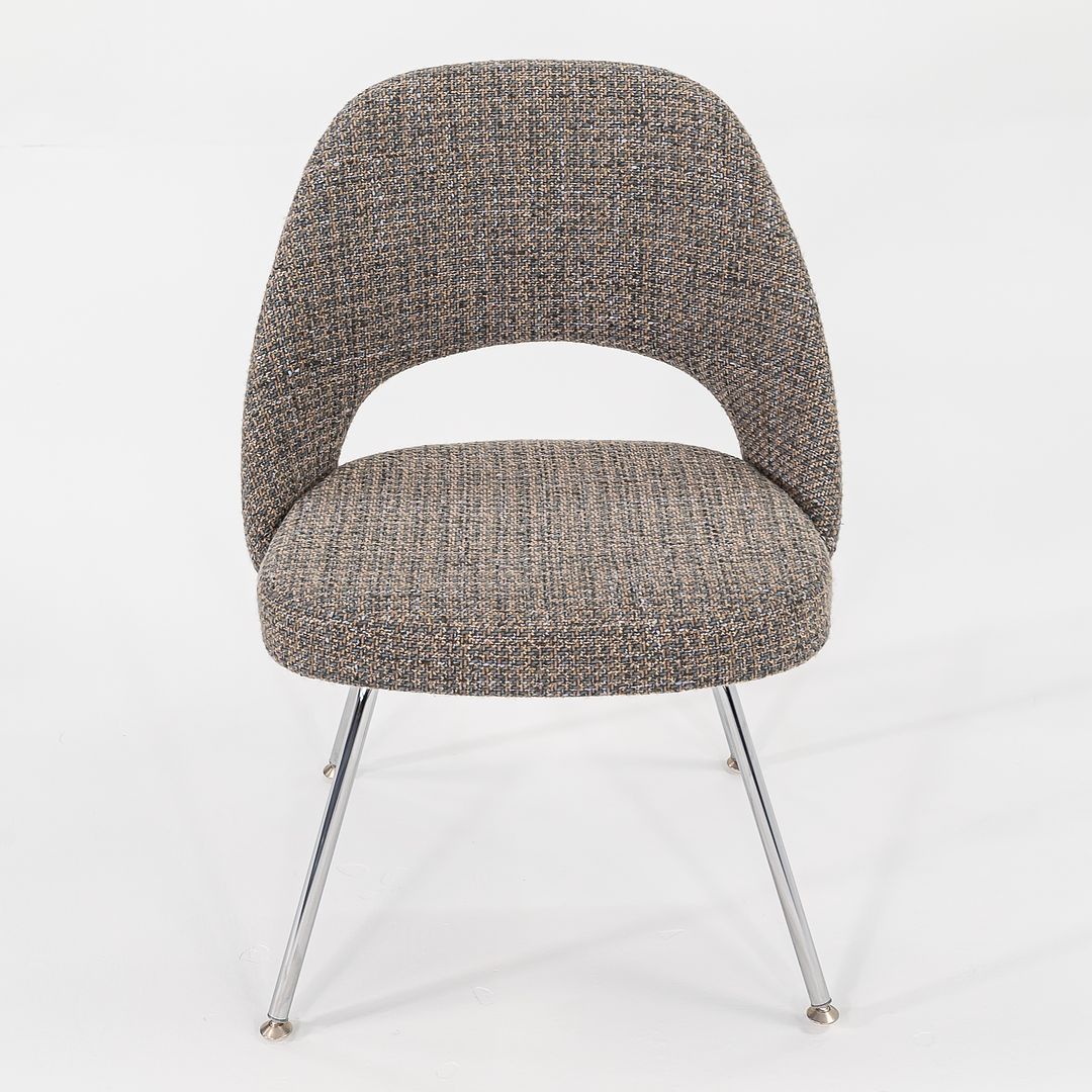 SOLD 2009 Executive Side / Dining Chair, Model 72C by Eero Saarinen for Knoll in Chromed Steel and Grey Fabric 8x Available
