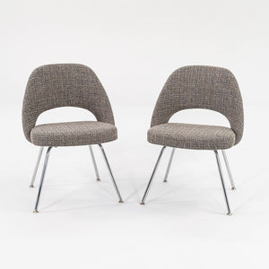 SOLD 2009 Executive Side / Dining Chair, Model 72C by Eero Saarinen for Knoll in Chromed Steel and Grey Fabric 8x Available