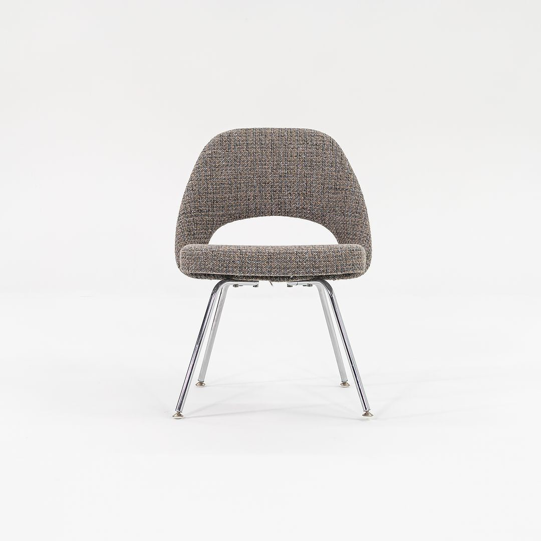 SOLD 2009 Executive Side / Dining Chair, Model 72C by Eero Saarinen for Knoll in Chromed Steel and Grey Fabric 8x Available