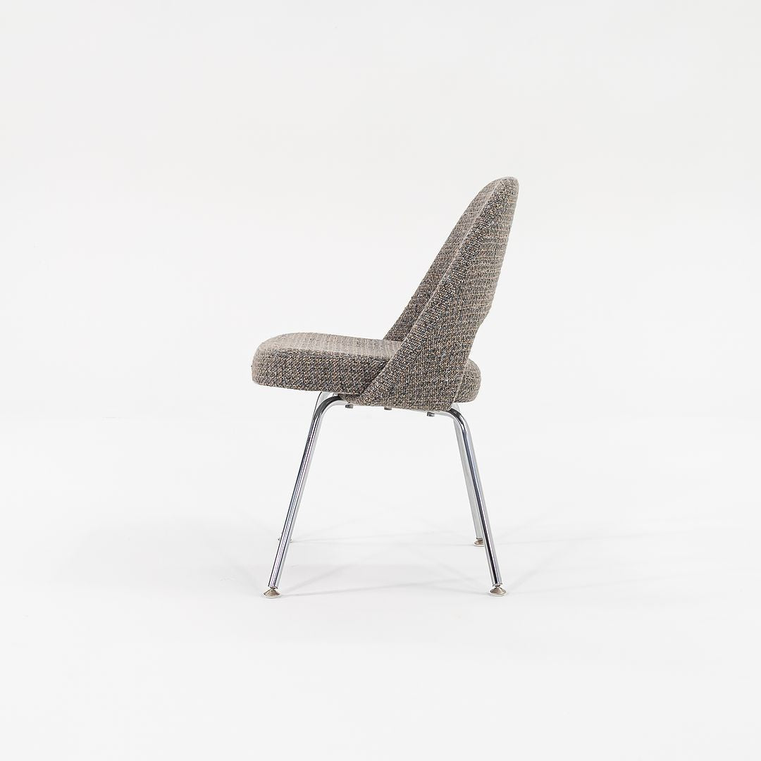 SOLD 2009 Executive Side / Dining Chair, Model 72C by Eero Saarinen for Knoll in Chromed Steel and Grey Fabric 8x Available