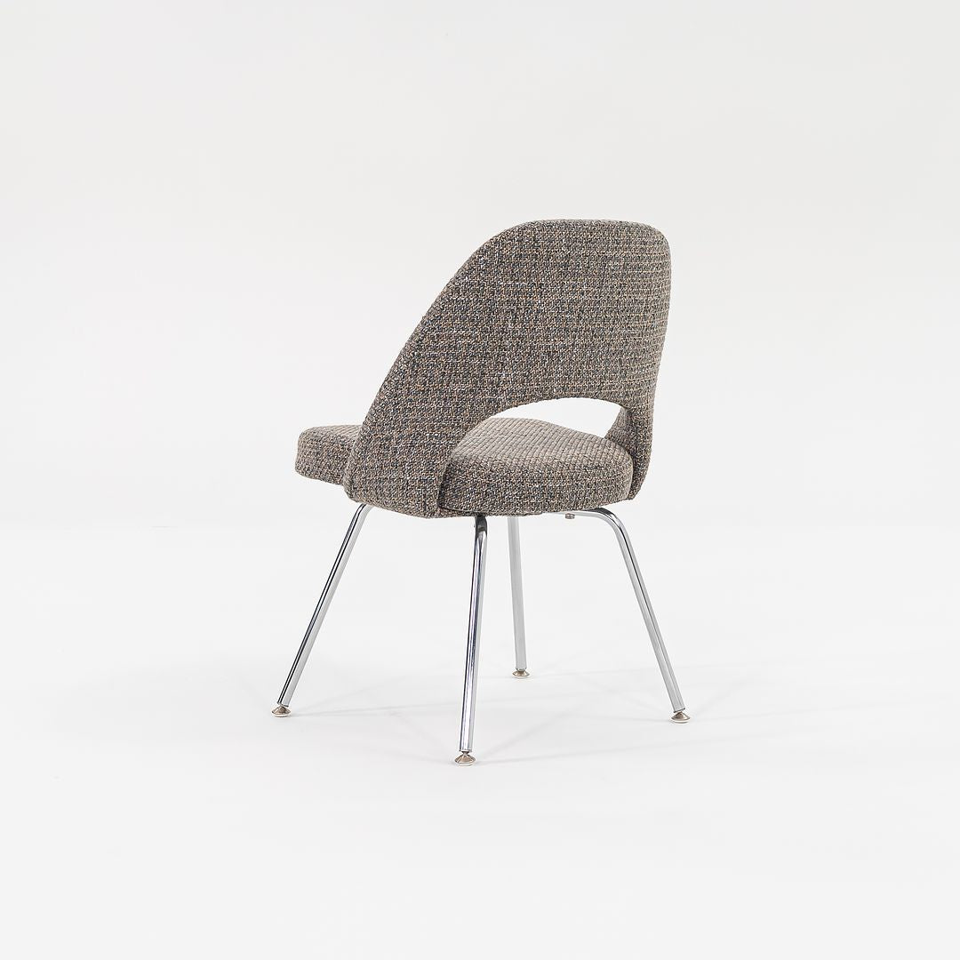 2009 Executive Side / Dining Chair, Model 72C by Eero Saarinen for Knoll in Chromed Steel and Grey Fabric 8x Available