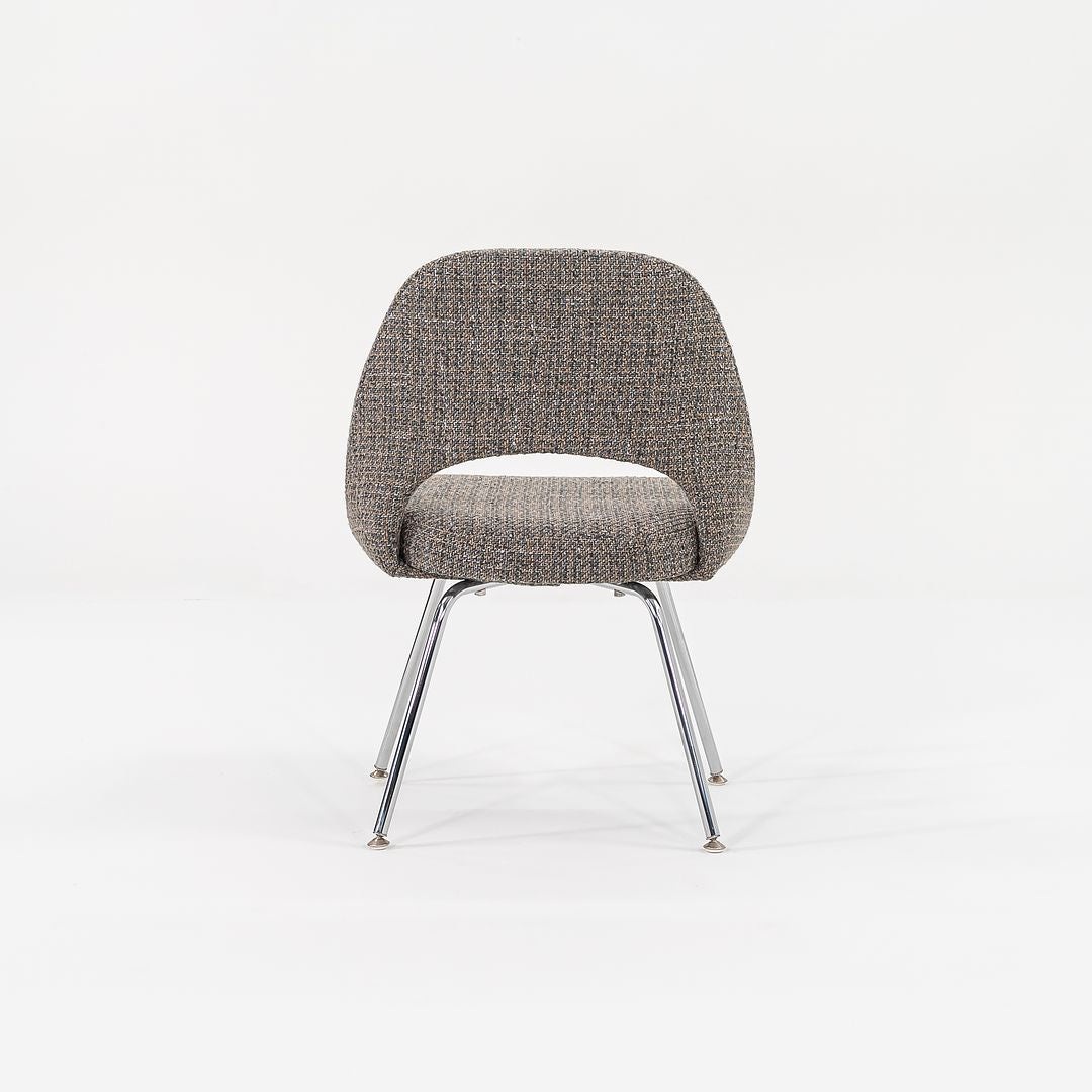 SOLD 2009 Executive Side / Dining Chair, Model 72C by Eero Saarinen for Knoll in Chromed Steel and Grey Fabric 8x Available
