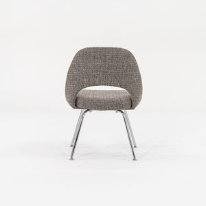 2009 Executive Side / Dining Chair, Model 72C by Eero Saarinen for Knoll in Chromed Steel and Grey Fabric 8x Available