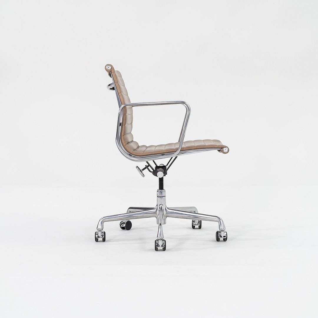2009 Aluminum Group Management Desk Chair by Charles and Ray Eames for Herman Miller in Dark Tan Special Leather 12+ Available