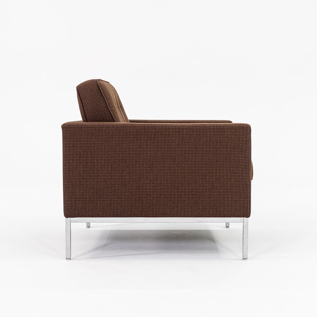 2010 Florence Knoll Lounge Chair, Model 1205S1 in Brown Cato Fabric with Satin Chrome Base