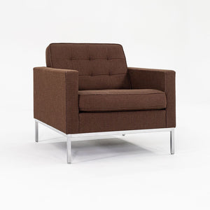 2010 Florence Knoll Lounge Chair, Model 1205S1 in Brown Cato Fabric with Satin Chrome Base