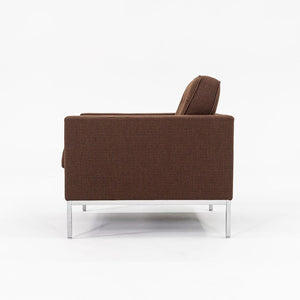 2010 Florence Knoll Lounge Chair, Model 1205S1 in Brown Cato Fabric with Satin Chrome Base