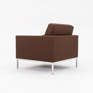 2010 Florence Knoll Lounge Chair, Model 1205S1 in Brown Cato Fabric with Satin Chrome Base