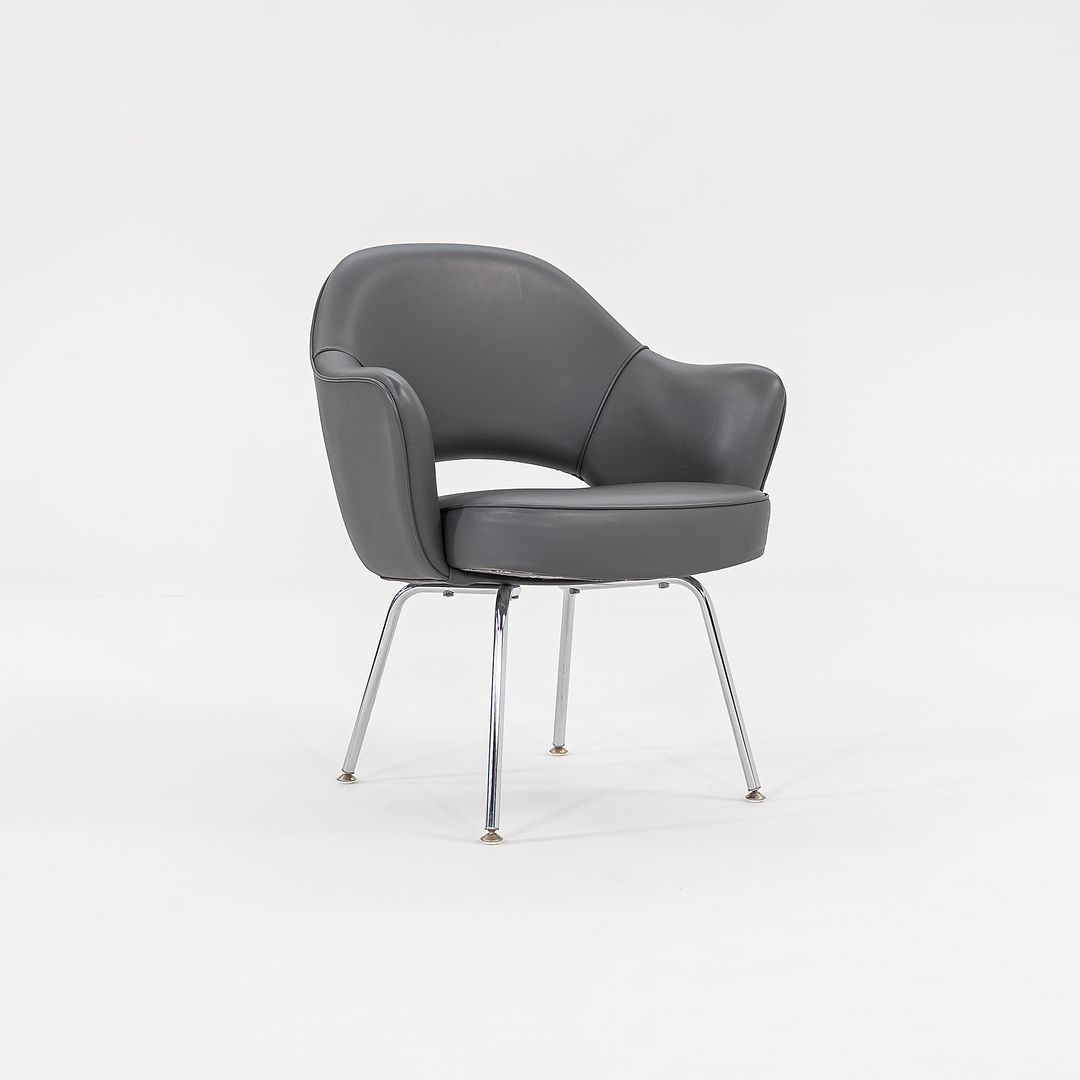 SOLD 2009 Saarinen Executive Dining Chair, Model 71 APC by Eero Saarinen for Knoll in Grey Vinyl 4x Available