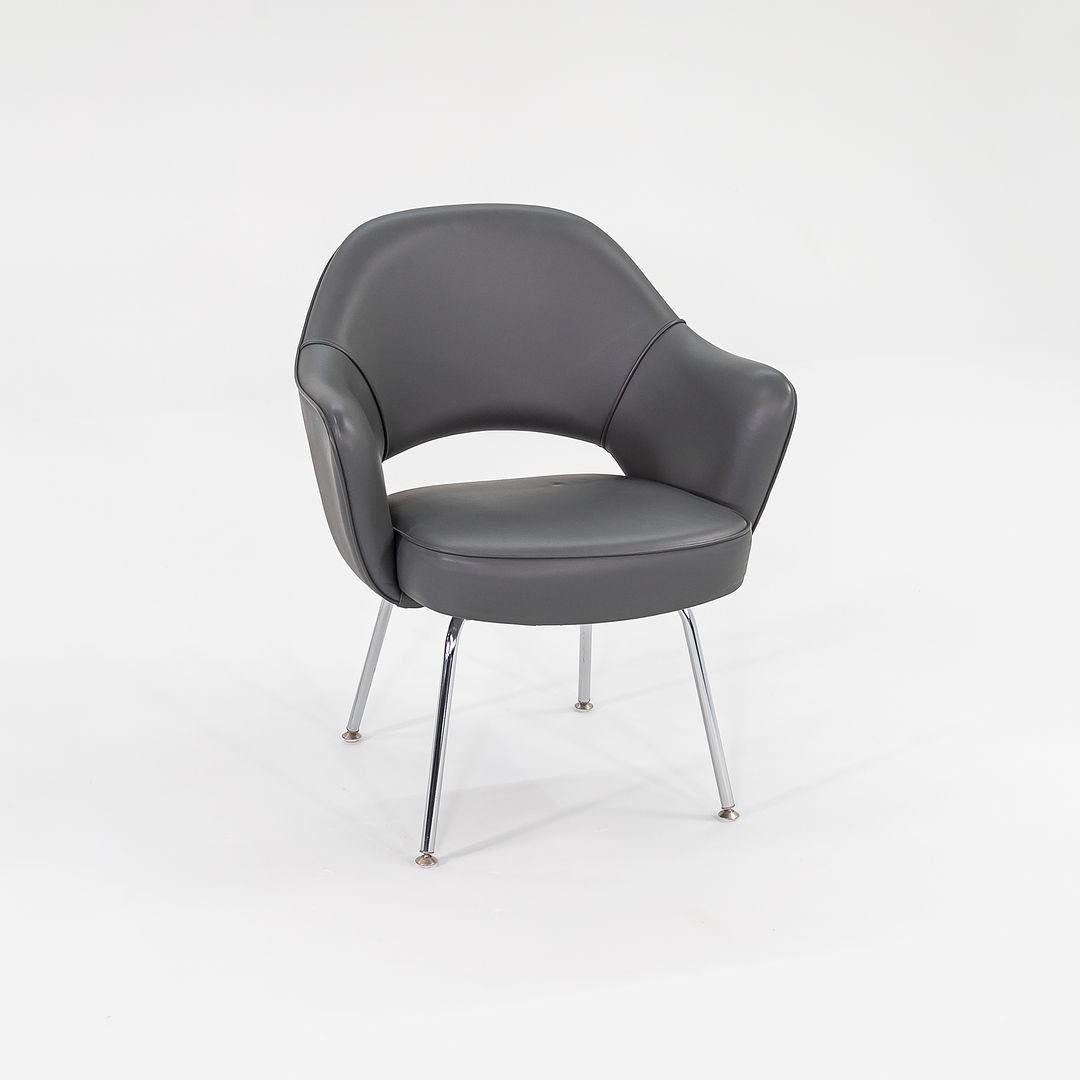 SOLD 2009 Saarinen Executive Dining Chair, Model 71 APC by Eero Saarinen for Knoll in Grey Vinyl 4x Available