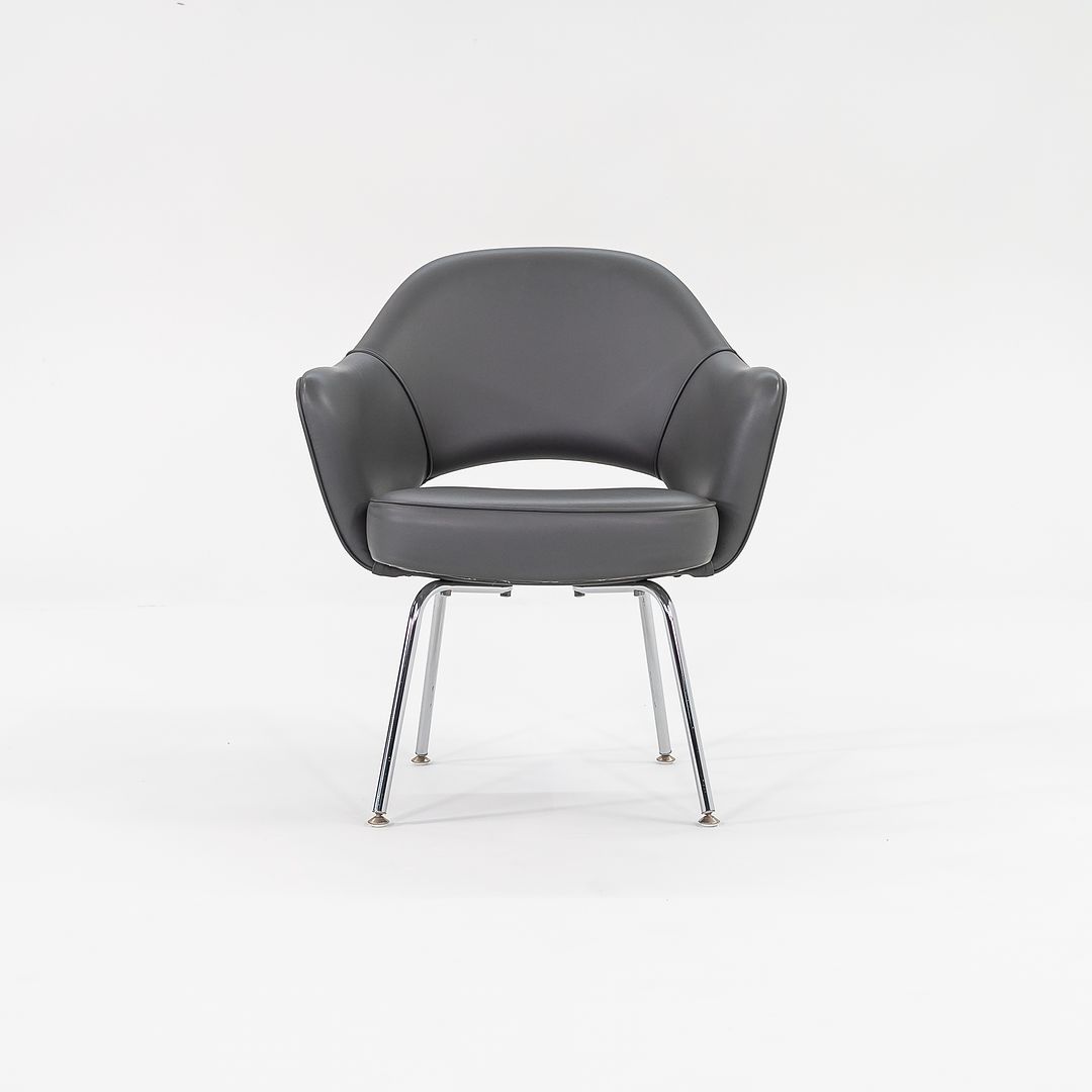 SOLD 2009 Saarinen Executive Dining Chair, Model 71 APC by Eero Saarinen for Knoll in Grey Vinyl 4x Available