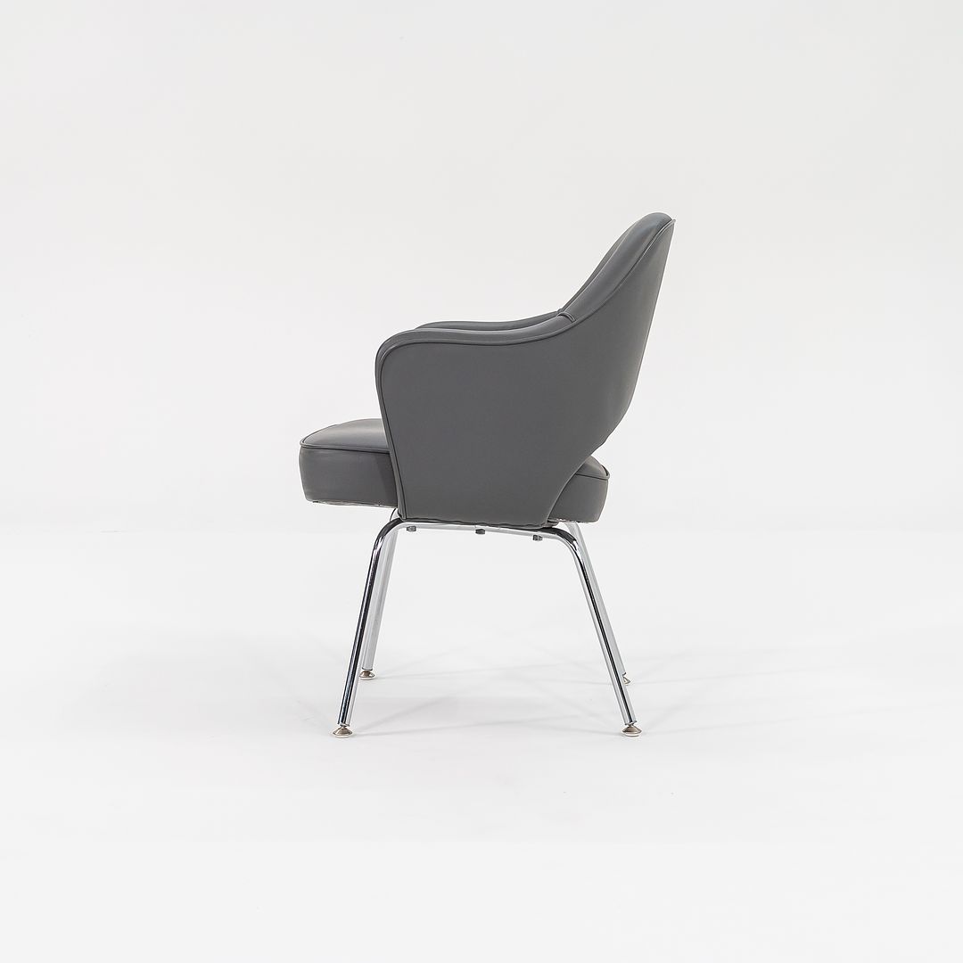 SOLD 2009 Saarinen Executive Dining Chair, Model 71 APC by Eero Saarinen for Knoll in Grey Vinyl 4x Available