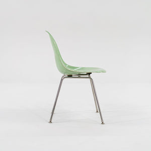 SOLD 2010s Set of Four Eames Modernica Fiberglass Side Chairs with H Base in Light Green