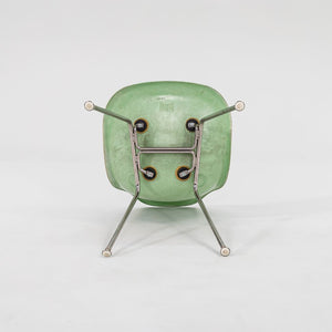 SOLD 2010s Set of Four Eames Modernica Fiberglass Side Chairs with H Base in Light Green