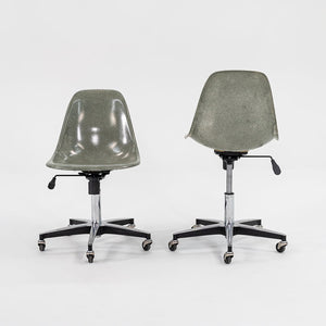 2010s Modernica Eames Fiberglass Side Shell Chairs with Rolling Office Bases in Green 8x Available