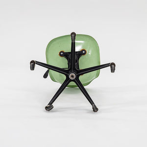 2010s Eames Modernica Fiberglass Side Shell Chairs with Rolling Desk Chair Bases in Light Green 1x Available