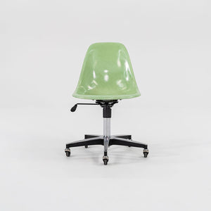 2010s Eames Modernica Fiberglass Side Shell Chairs with Rolling Desk Chair Bases in Light Green 1x Available