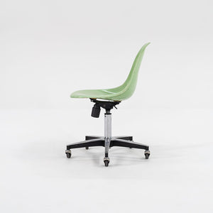 2010s Eames Modernica Fiberglass Side Shell Chairs with Rolling Desk Chair Bases in Light Green 1x Available