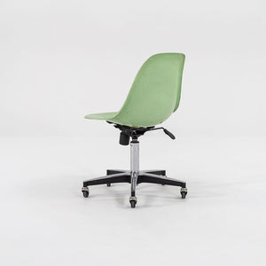 2010s Eames Modernica Fiberglass Side Shell Chairs with Rolling Desk Chair Bases in Light Green 1x Available