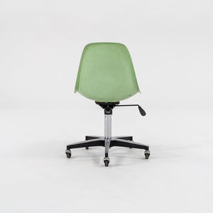 2010s Eames Modernica Fiberglass Side Shell Chairs with Rolling Desk Chair Bases in Light Green 1x Available