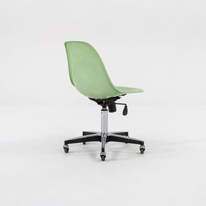 2010s Eames Modernica Fiberglass Side Shell Chairs with Rolling Desk Chair Bases in Light Green 1x Available