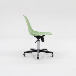2010s Eames Modernica Fiberglass Side Shell Chairs with Rolling Desk Chair Bases in Light Green 1x Available