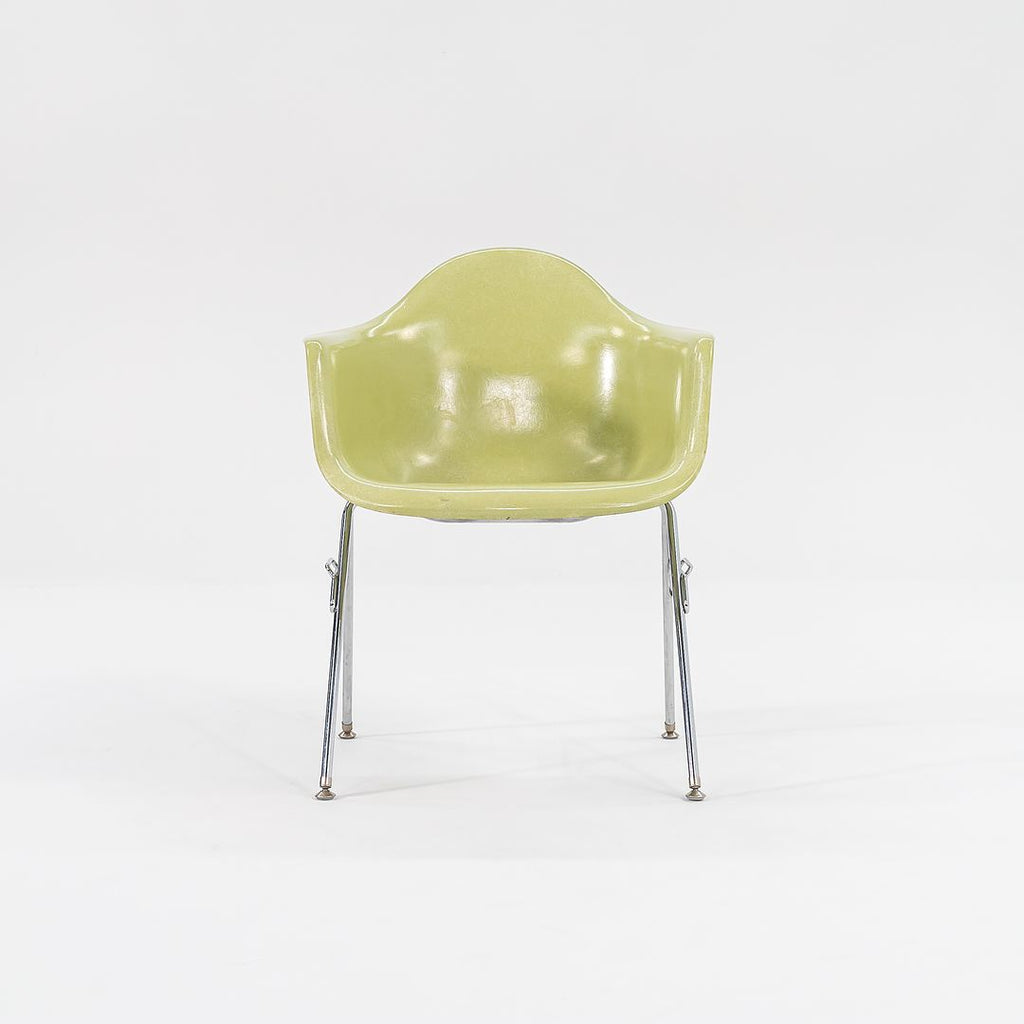 SOLD 2006 Modernica Fiberglass Arm Shell Chair with H Base or Stacking Base in Light Green