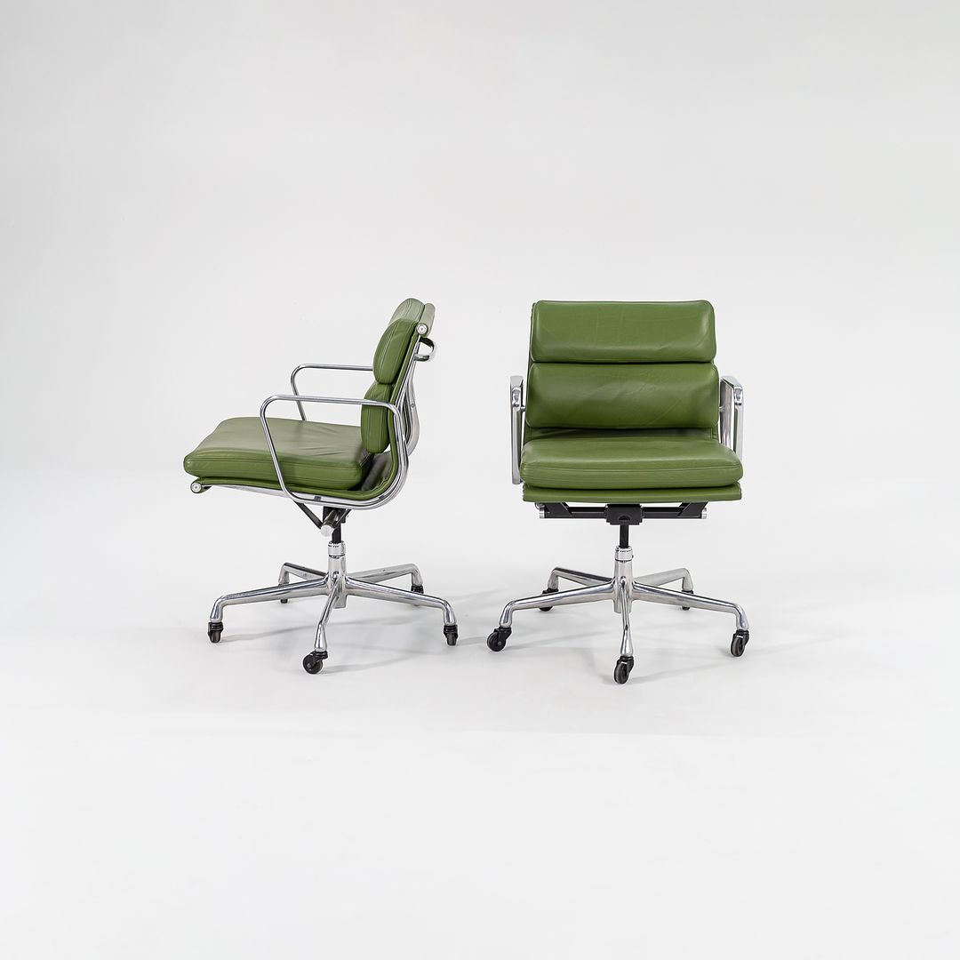 SOLD 2007 Eames Aluminum Group Soft Pad Management Chair by Charles and Ray Eames for Herman Miller in Green Leather 8x Available