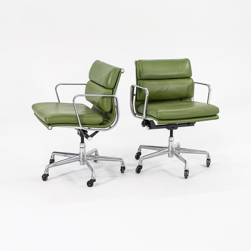 SOLD 2007 Eames Aluminum Group Soft Pad Management Chair by Charles and Ray Eames for Herman Miller in Green Leather 8x Available