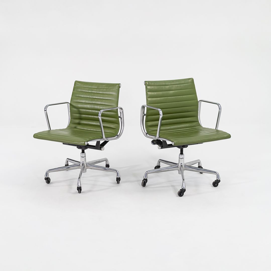 2007 Eames Aluminum Group Management Desk Chair by Charles and Ray Eames for Herman Miller in Green Leather Sets Available