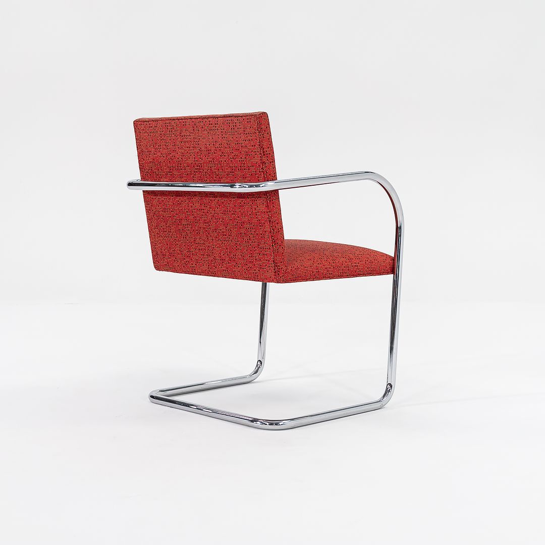 2007 Tubular Brno Armchair, Model 245 by Mies van der Rohe for Knoll in Red Fabric 14x Available