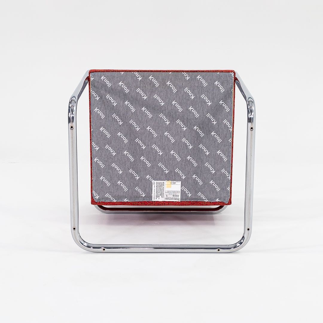 2007 Tubular Brno Armchair, Model 245 by Mies van der Rohe for Knoll in Red Fabric 14x Available