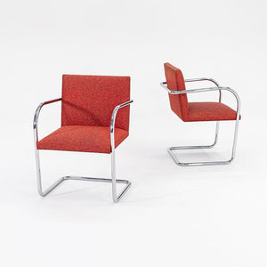 2007 Tubular Brno Armchair, Model 245 by Mies van der Rohe for Knoll in Red Fabric 15x Available