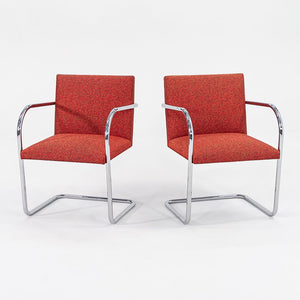 2007 Tubular Brno Armchair, Model 245 by Mies van der Rohe for Knoll in Red Fabric 14x Available