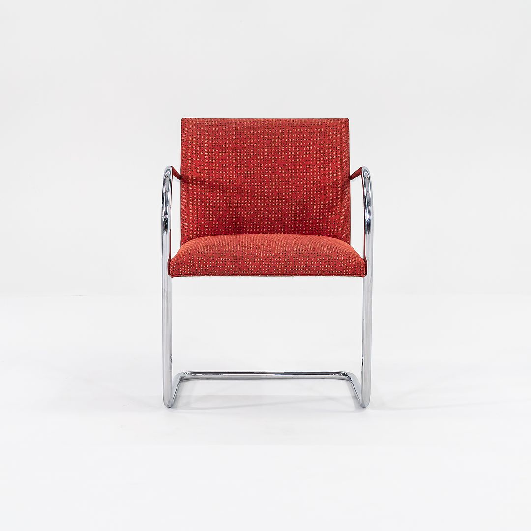 2007 Tubular Brno Armchair, Model 245 by Mies van der Rohe for Knoll in Red Fabric 14x Available