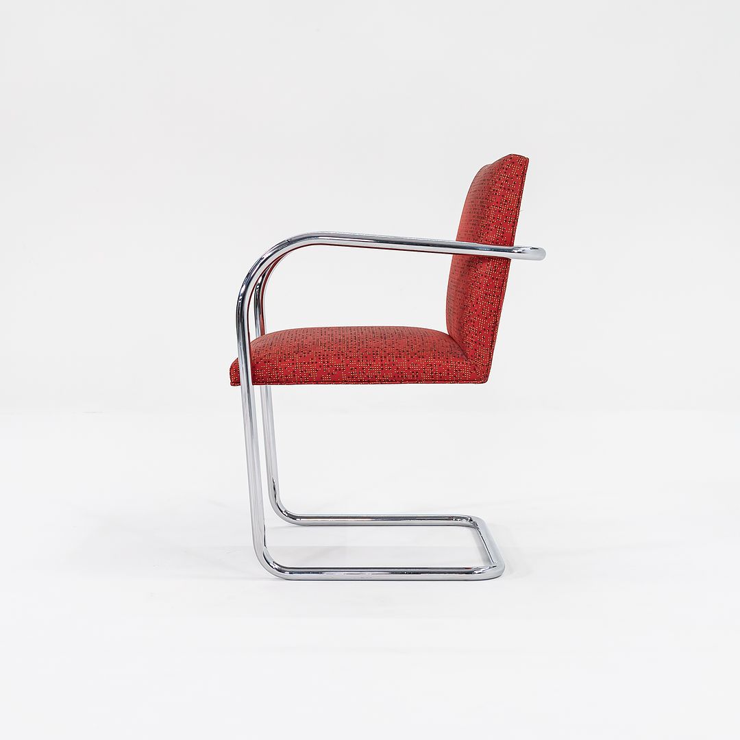 2007 Tubular Brno Armchair, Model 245 by Mies van der Rohe for Knoll in Red Fabric 15x Available