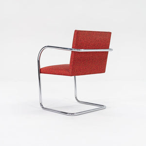2007 Tubular Brno Armchair, Model 245 by Mies van der Rohe for Knoll in Red Fabric 14x Available