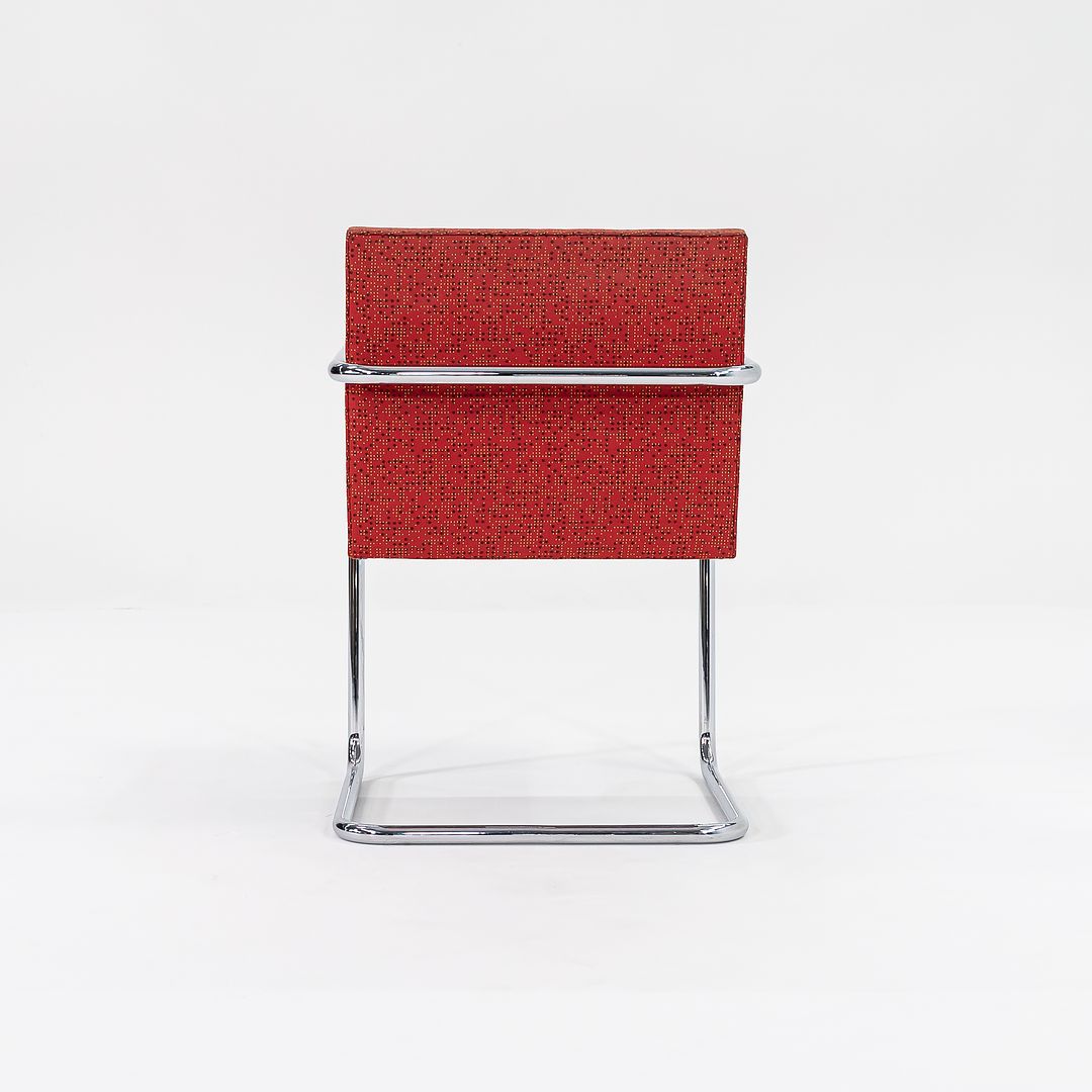 2007 Tubular Brno Armchair, Model 245 by Mies van der Rohe for Knoll in Red Fabric 15x Available