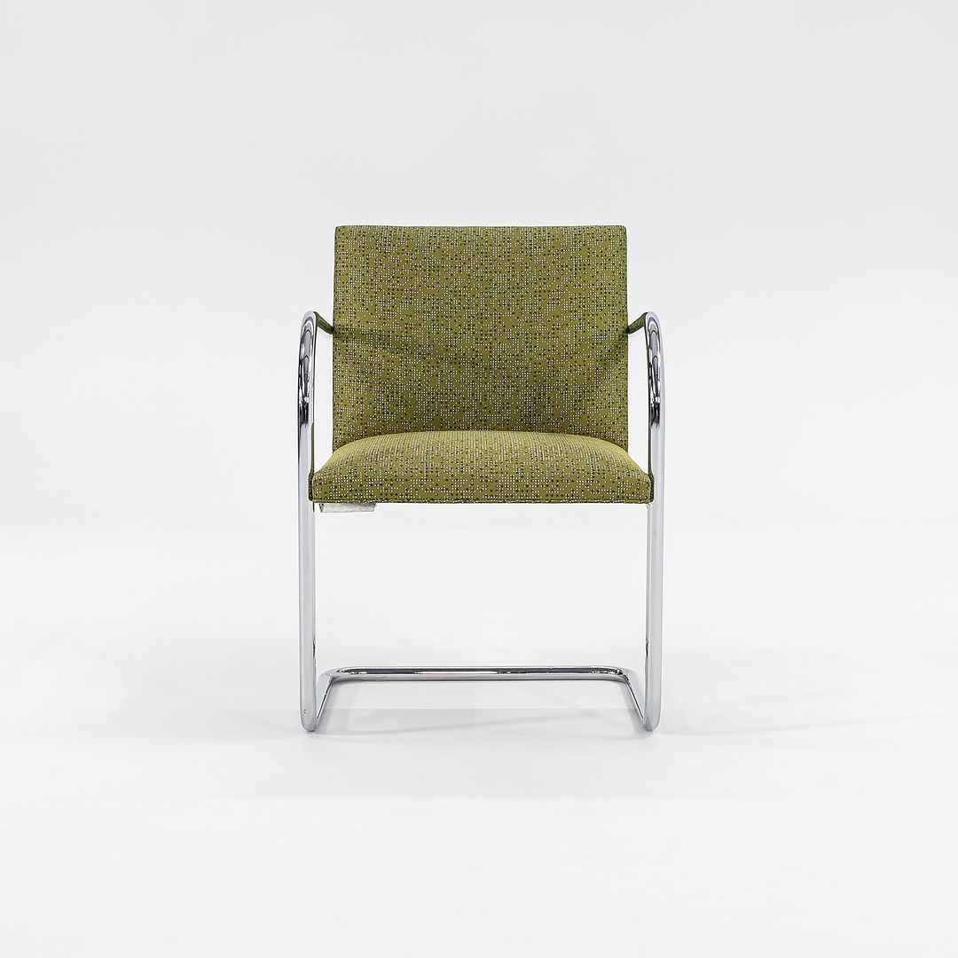 2007 Tubular Brno Armchair, Model 245A by Mies van der Rohe for Knoll in Green Fabric 4x Available