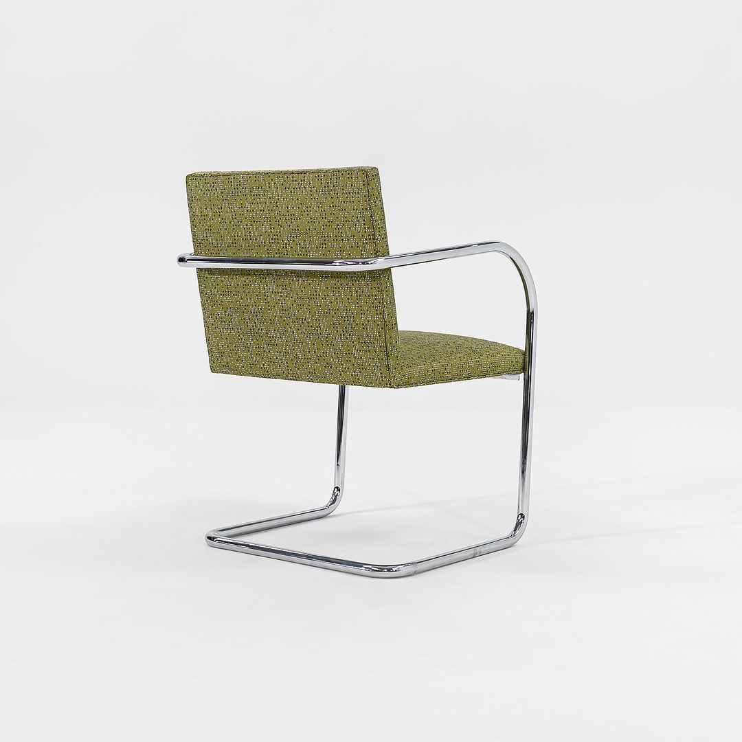 2007 Tubular Brno Armchair, Model 245A by Mies van der Rohe for Knoll in Green Fabric 4x Available
