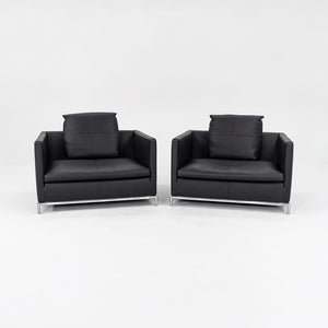 SOLD 2008 Pair of George Lounge Chairs, GS105 by Antonio Citterio for B & B Italia in Black Leather