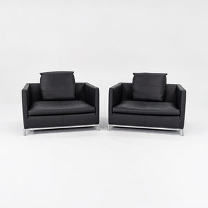 2008 Pair of George Lounge Chairs, GS105 by Antonio Citterio for B & B Italia in Black Leather