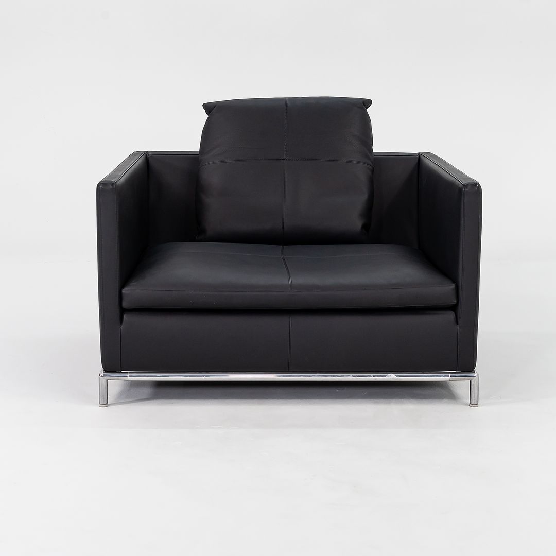 SOLD 2008 Pair of George Lounge Chairs, GS105 by Antonio Citterio for B & B Italia in Black Leather