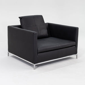 SOLD 2008 Pair of George Lounge Chairs, GS105 by Antonio Citterio for B & B Italia in Black Leather