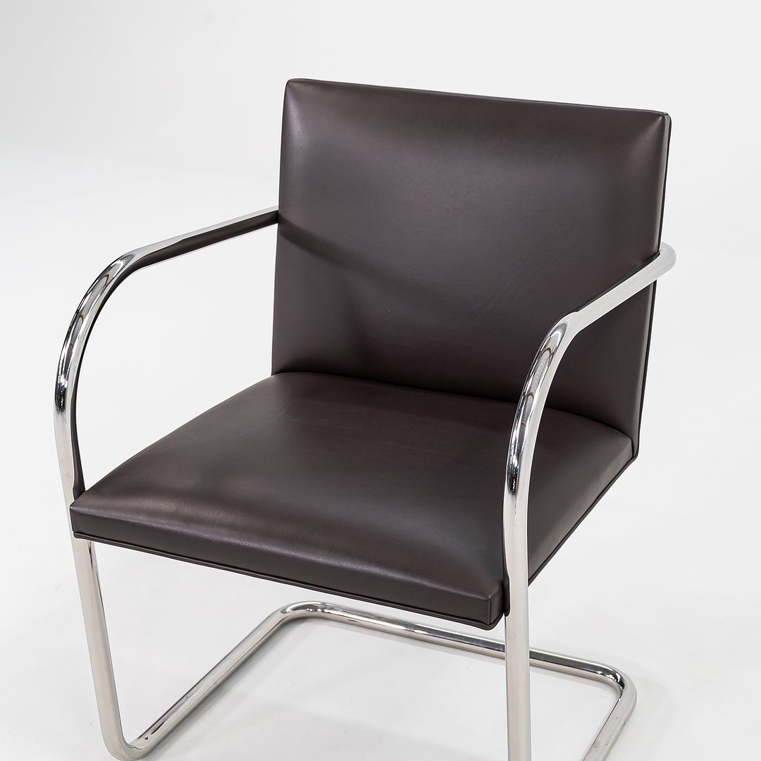 2010s Tubular Brno Armchair, Model 245 by Mies van der Rohe for Knoll in Brown Leather Sets Available