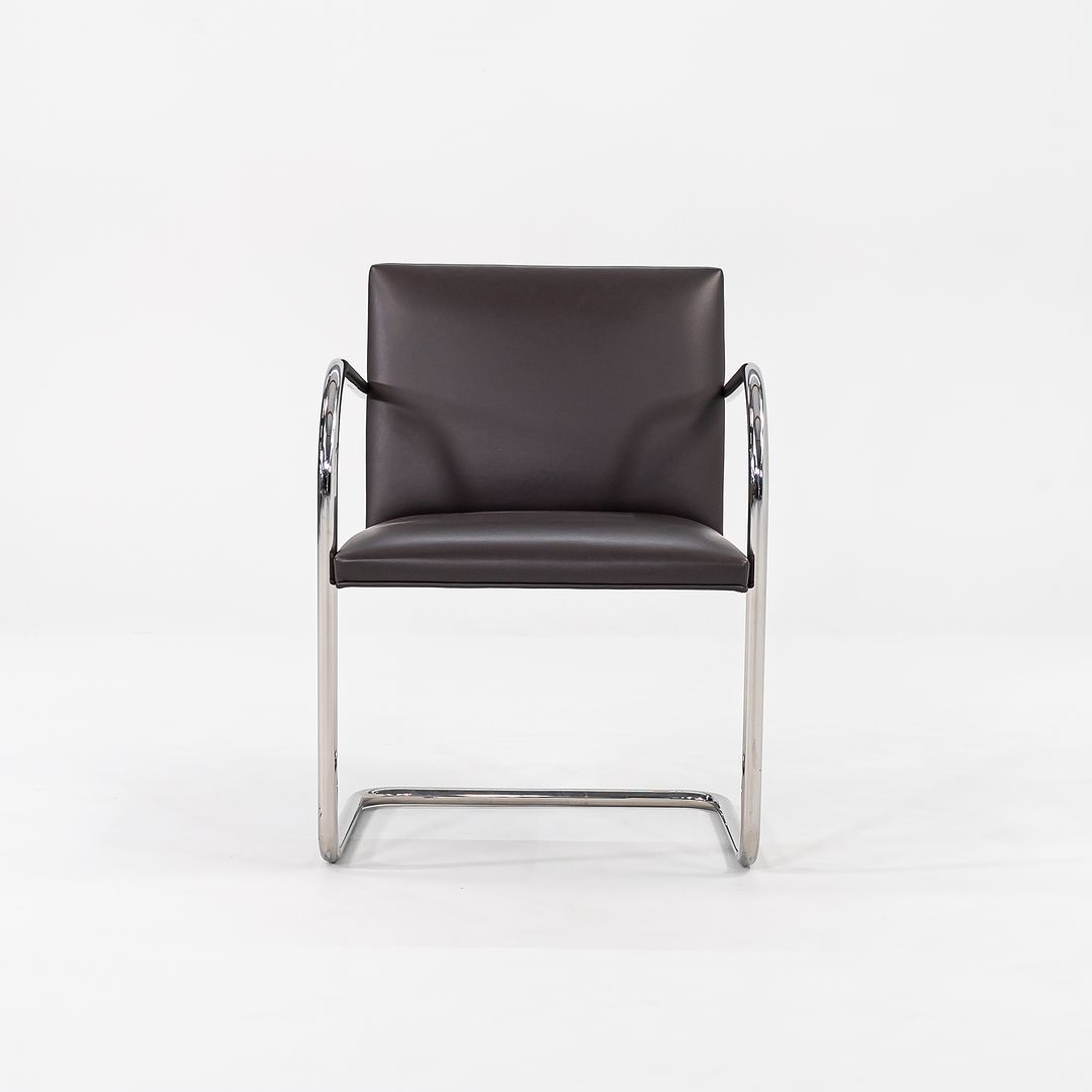 2010s Tubular Brno Armchair, Model 245 by Mies van der Rohe for Knoll in Brown Leather Sets Available