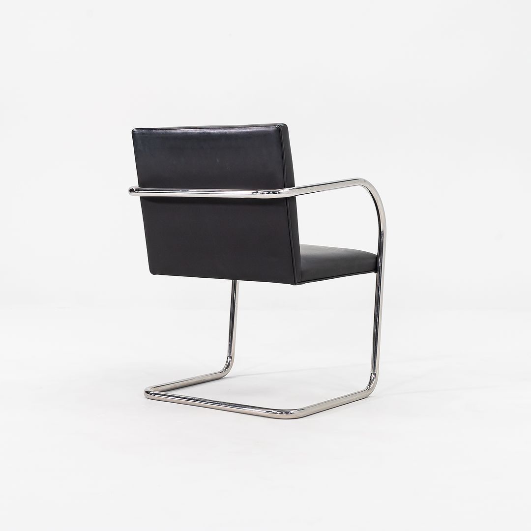 SOLD 2010s Tubular Brno Armchair, Model 245 by Mies van der Rohe for Knoll in Black Leather Sets Available