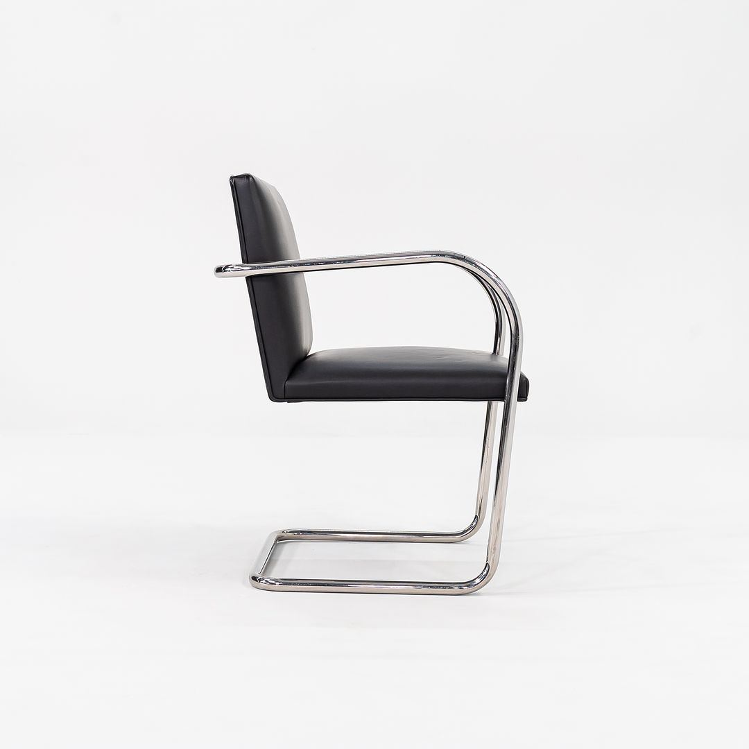 SOLD 2010s Tubular Brno Armchair, Model 245 by Mies van der Rohe for Knoll in Black Leather Sets Available